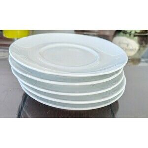 Set of 5 Crate & Barrel White Saucers Replacement Plates Made in Indonesia
